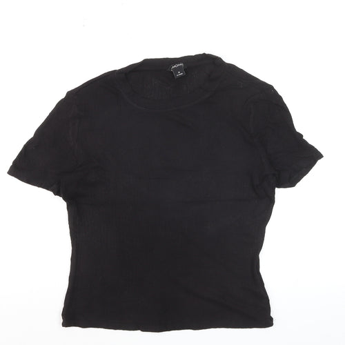 Monki Women Black Basic Cotton Short Sleeve T-Shirt L