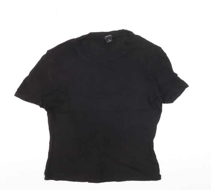 Monki Women Black Basic Cotton Short Sleeve T-Shirt L