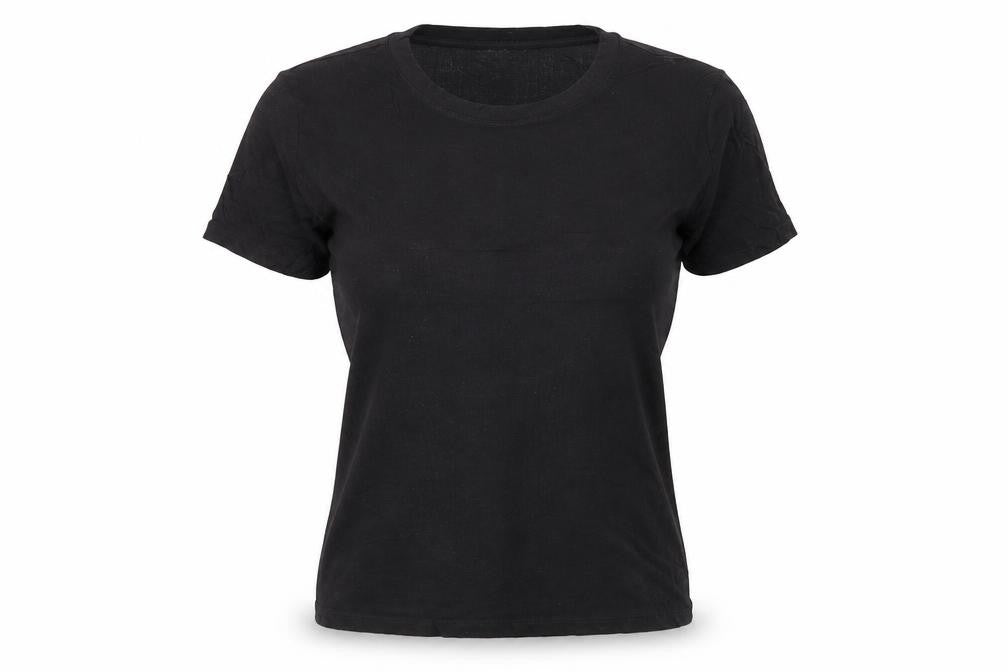 Front view of Monki Women Black Basic Cotton Short Sleeve T-Shirt L