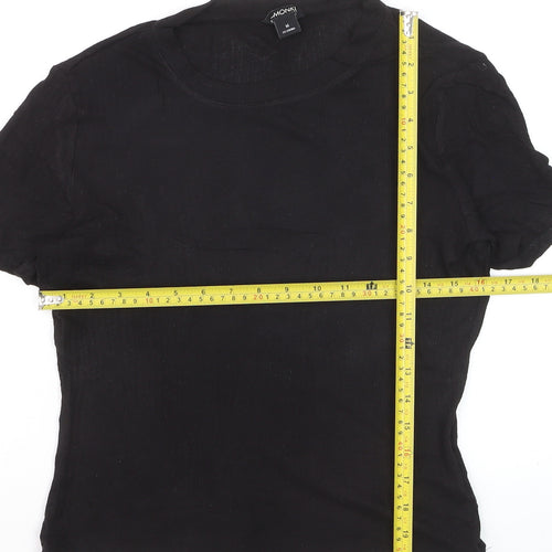 Monki Women Black Basic Cotton Short Sleeve T-Shirt L