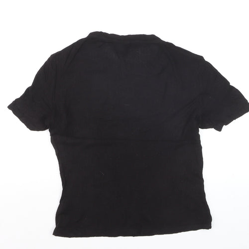 Monki Women Black Basic Cotton Short Sleeve T-Shirt L