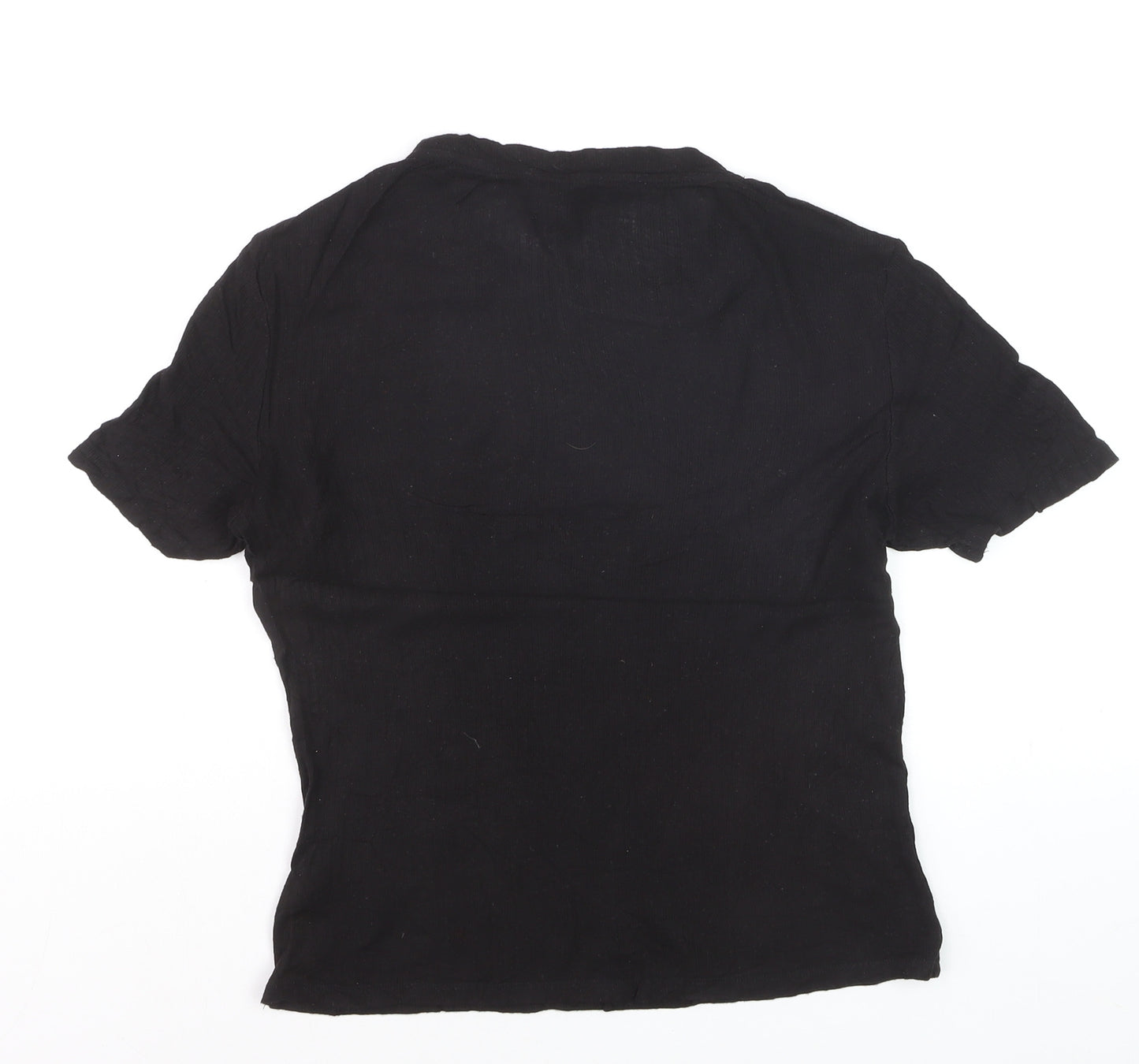 Monki Women Black Basic Cotton Short Sleeve T-Shirt L