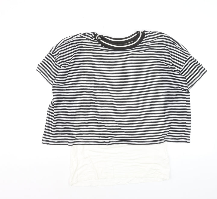 Pure Collection Women’s Black Striped Ringer T-Shirt Size 12