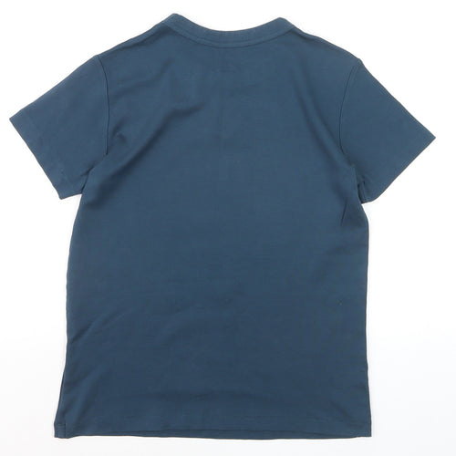 Uniqlo Women Blue Cotton Crew Neck Short Sleeve Basic T-Shirt M