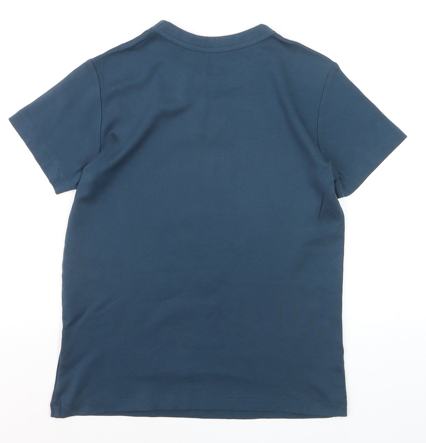 Uniqlo Women Blue Cotton Crew Neck Short Sleeve Basic T-Shirt M