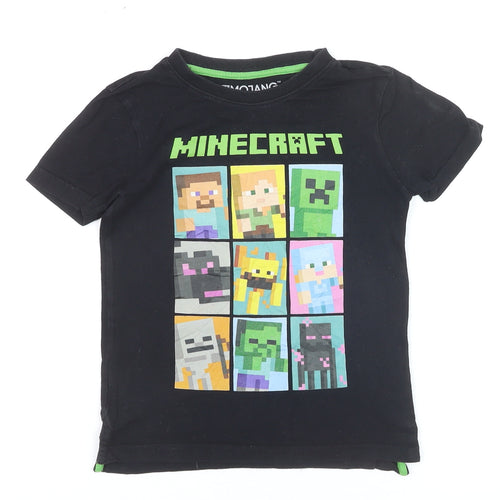 JINX Minecraft Boys Black Cotton Graphic T-Shirt 4-5 Years