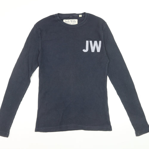 Jack Wills Men's Blue Slim Fit Long Sleeve Cotton Top XS