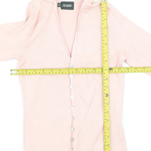 Hobbs Womens Pink Size 12 Cotton Blend Long Sleeve Cardigan