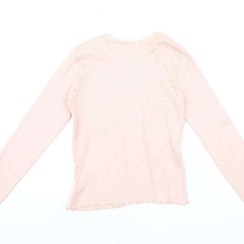 Hobbs Womens Pink Size 12 Cotton Blend Long Sleeve Cardigan