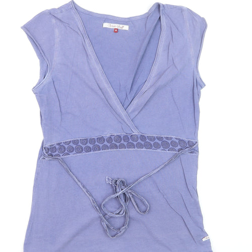 White Stuff Women’s Purple Cotton Wrap Blouse Top Size 8