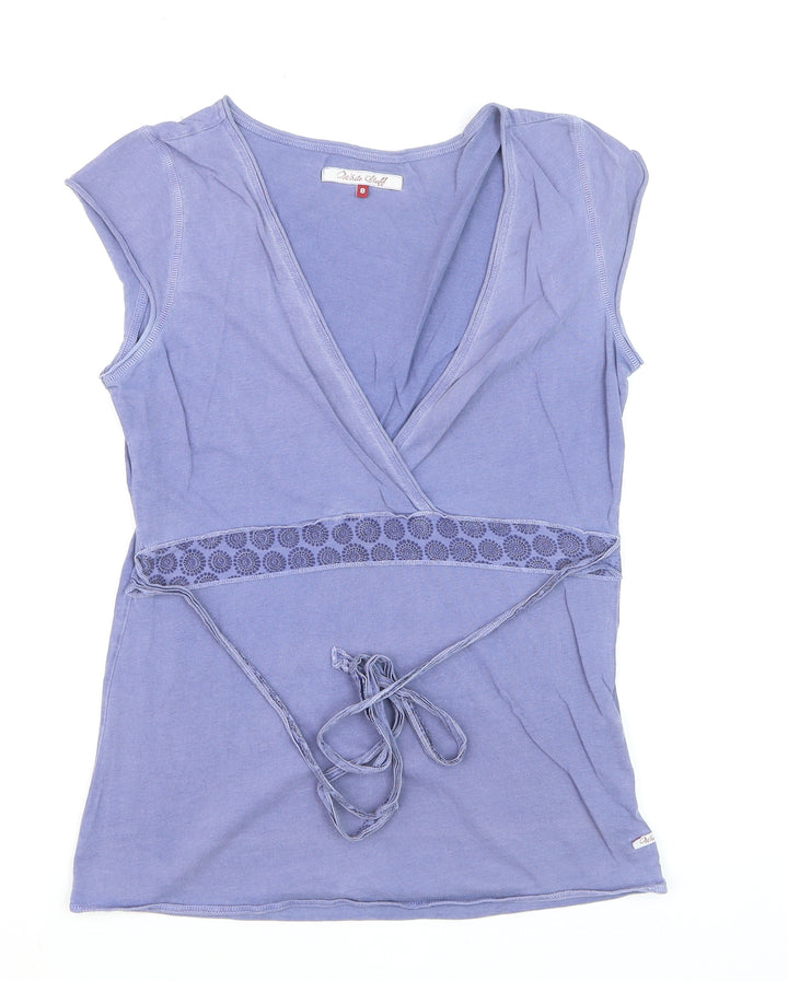 White Stuff Women’s Purple Cotton Wrap Blouse Top Size 8