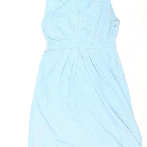 Boden Women Blue Sleeveless V-Neck A-Line Cotton Dress Size 10