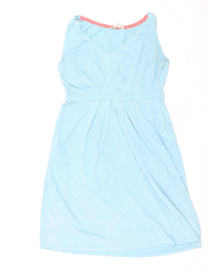 Boden Women Blue Sleeveless V-Neck A-Line Cotton Dress Size 10