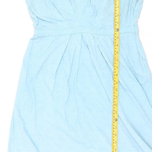 Boden Women Blue Sleeveless V-Neck A-Line Cotton Dress Size 10