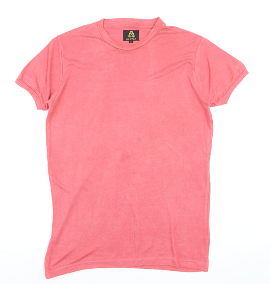 Sultan Men’s Pink Cotton Crew Neck Short Sleeve T-Shirt M