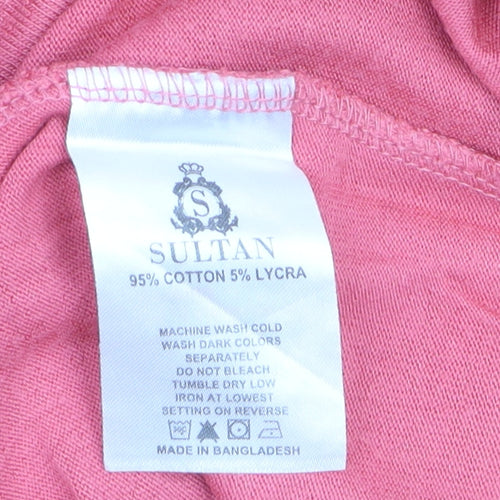 Sultan Men’s Pink Cotton Crew Neck Short Sleeve T-Shirt M