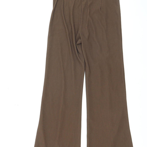 Bershka Women Brown Flared Knit Stretch Trousers Size S