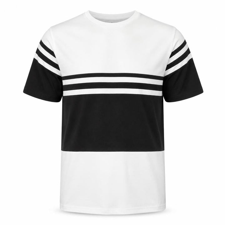 Pull&Bear Men's Black White Striped T-Shirt XS Cotton Crew Neck