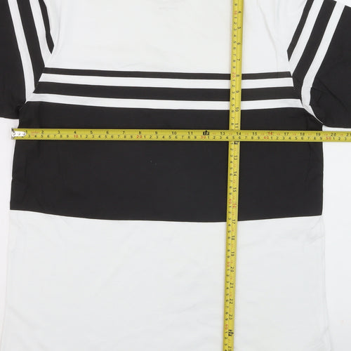 Pull&Bear Men's Black White Striped T-Shirt XS Cotton Crew Neck