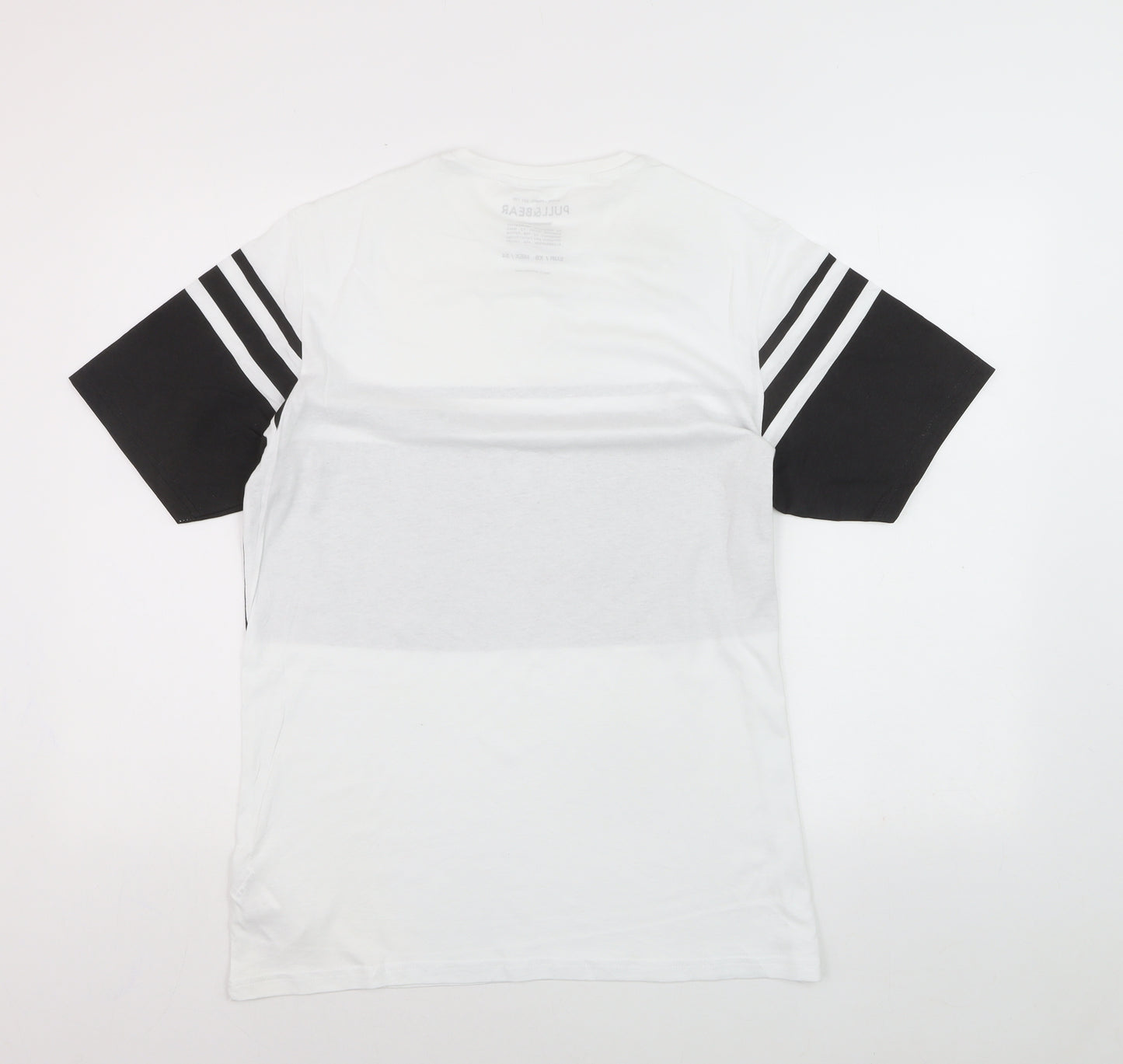 Pull&Bear Men's Black White Striped T-Shirt XS Cotton Crew Neck