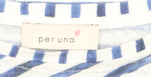 Marks and Spencer Women’s Blue Striped Short Sleeve T-Shirt Size 8