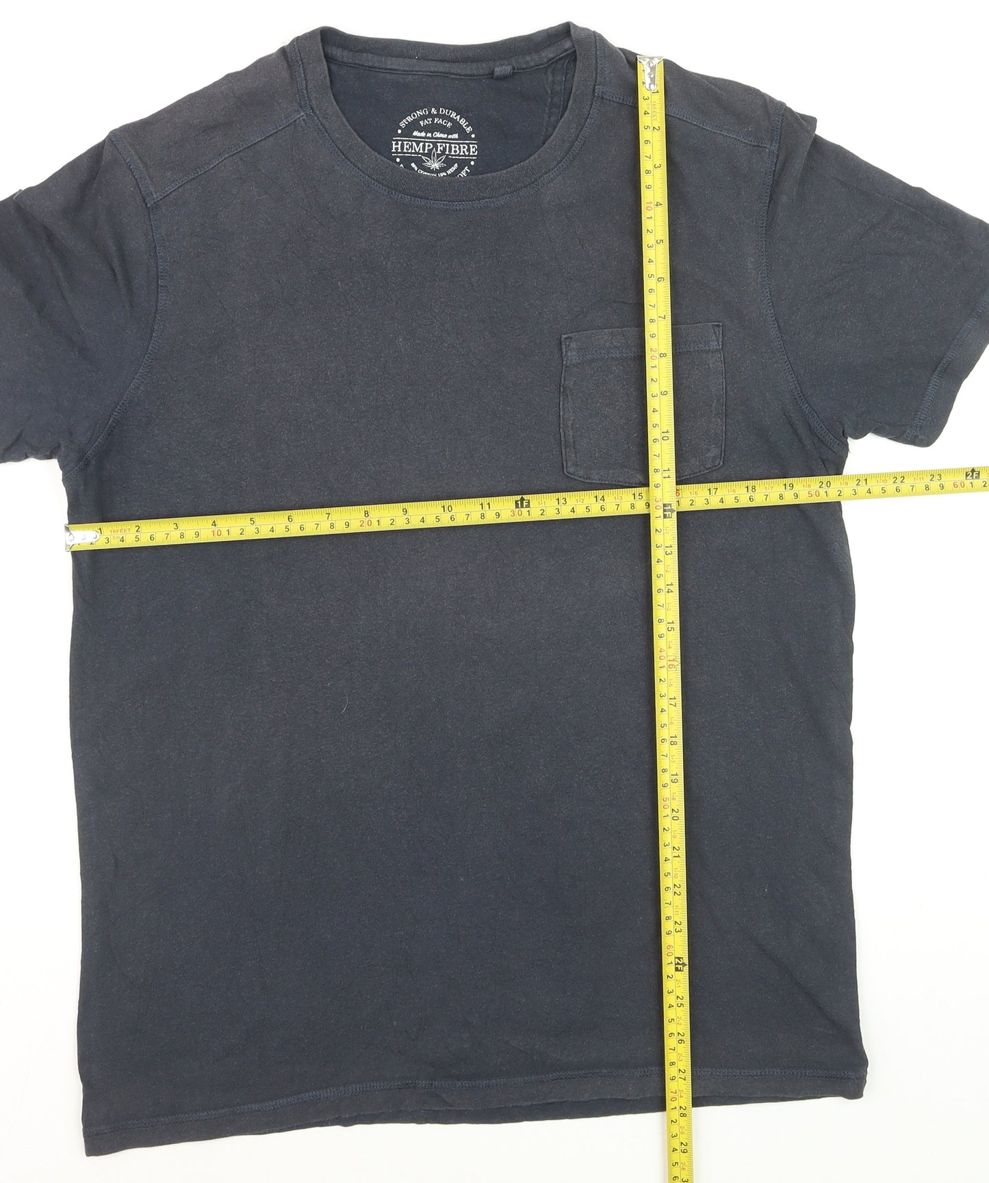 Fat Face Men's Navy T-Shirt Hemp Cotton Blend Short Sleeve M