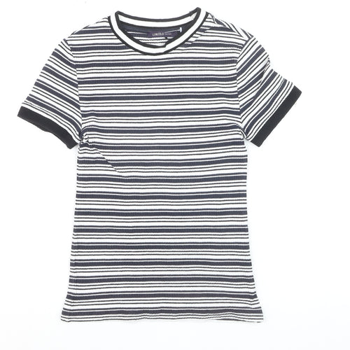 Marks and Spencer Limited Edition Women's Black White Striped Ringer T-Shirt Size 8
