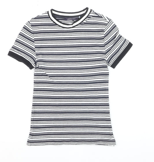 Marks and Spencer Limited Edition Women's Black White Striped Ringer T-Shirt Size 8