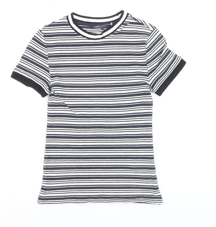 Marks and Spencer Limited Edition Women's Black White Striped Ringer T-Shirt Size 8