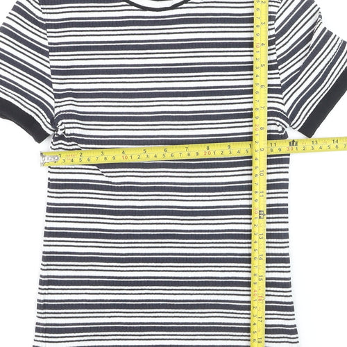 Marks and Spencer Limited Edition Women's Black White Striped Ringer T-Shirt Size 8