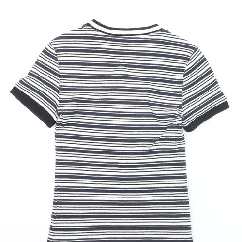 Marks and Spencer Limited Edition Women's Black White Striped Ringer T-Shirt Size 8