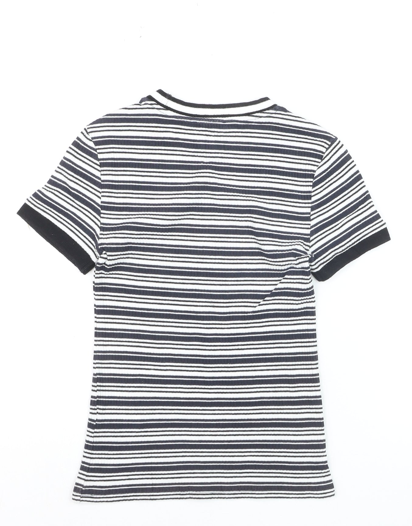 Marks and Spencer Limited Edition Women's Black White Striped Ringer T-Shirt Size 8