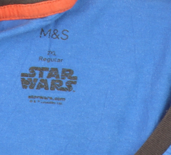 Marks and Spencer Men’s Blue Star Wars Darth Vader Graphic T-Shirt 2XL