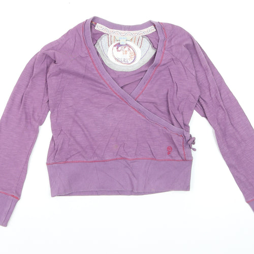 Fat Face Girls Purple Wrap Cotton Jumper 10-11 Years Long Sleeve Casual