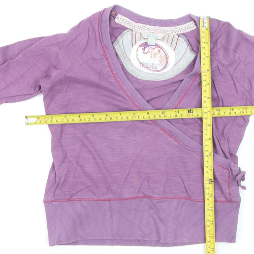 Fat Face Girls Purple Wrap Cotton Jumper 10-11 Years Long Sleeve Casual
