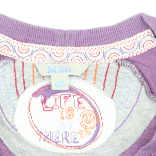 Fat Face Girls Purple Wrap Cotton Jumper 10-11 Years Long Sleeve Casual