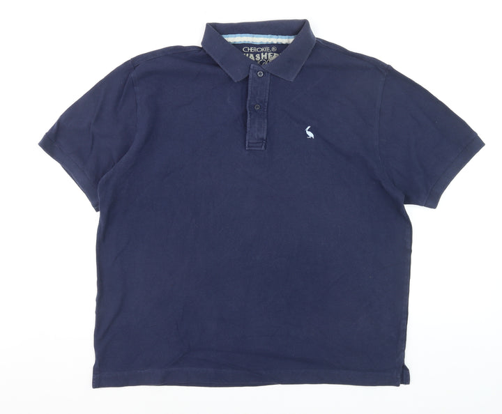 Cherokee Men’s Blue Cotton Polo Shirt XL Beach Logo