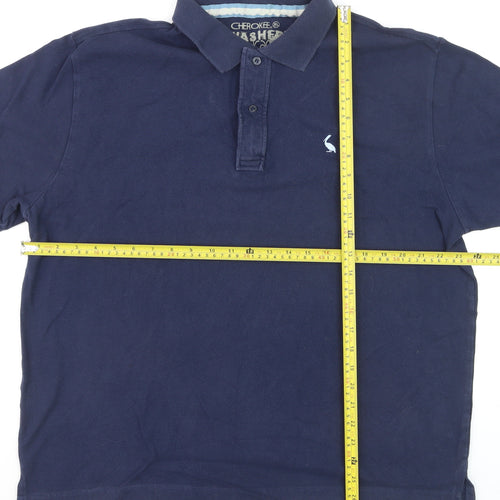 Cherokee Men’s Blue Cotton Polo Shirt XL Beach Logo