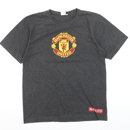 Manchester United Men's Grey Short Sleeve Cotton T-Shirt S