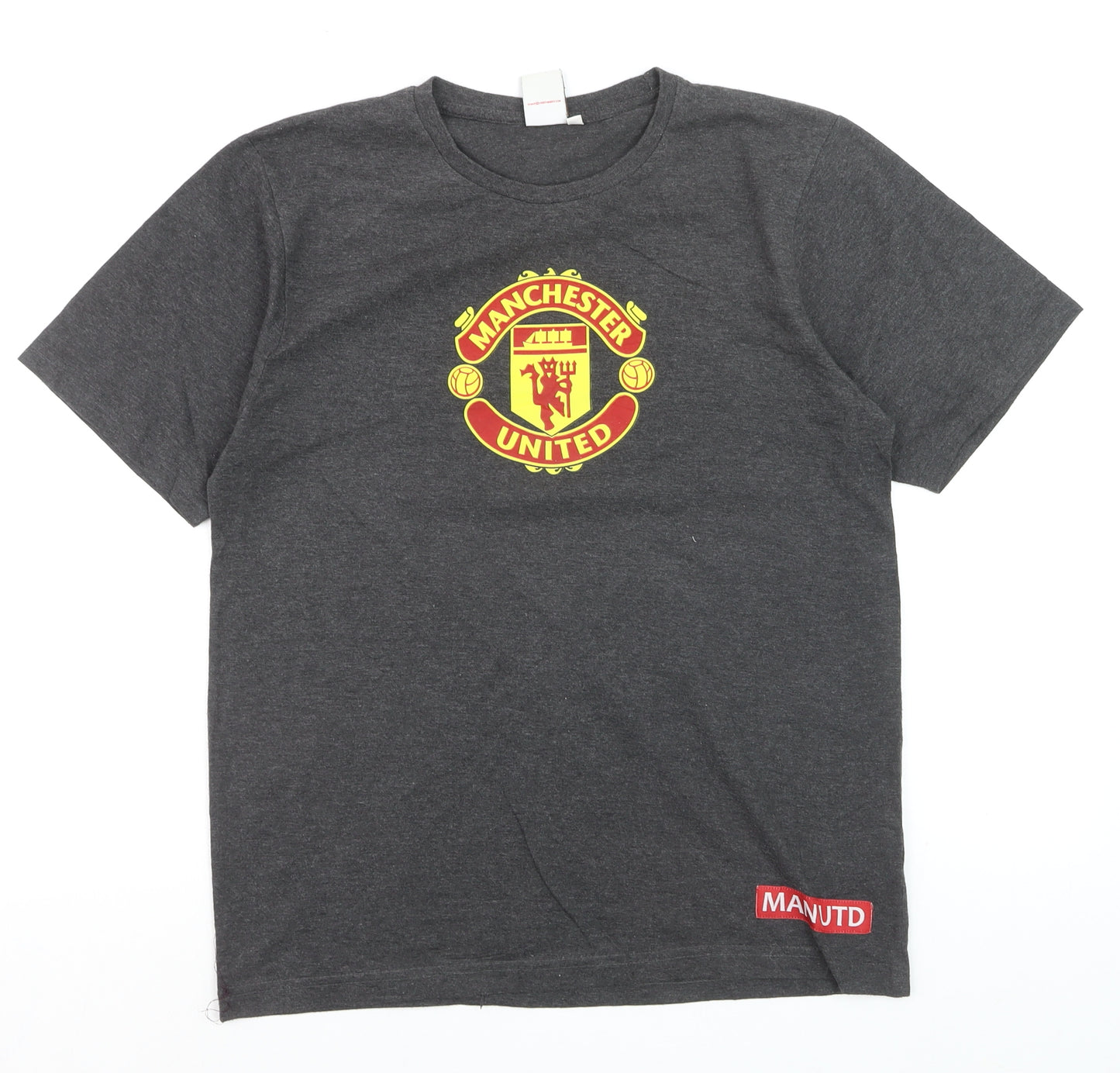 Manchester United Men's Grey Short Sleeve Cotton T-Shirt S