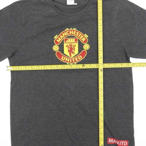 Manchester United Men's Grey Short Sleeve Cotton T-Shirt S