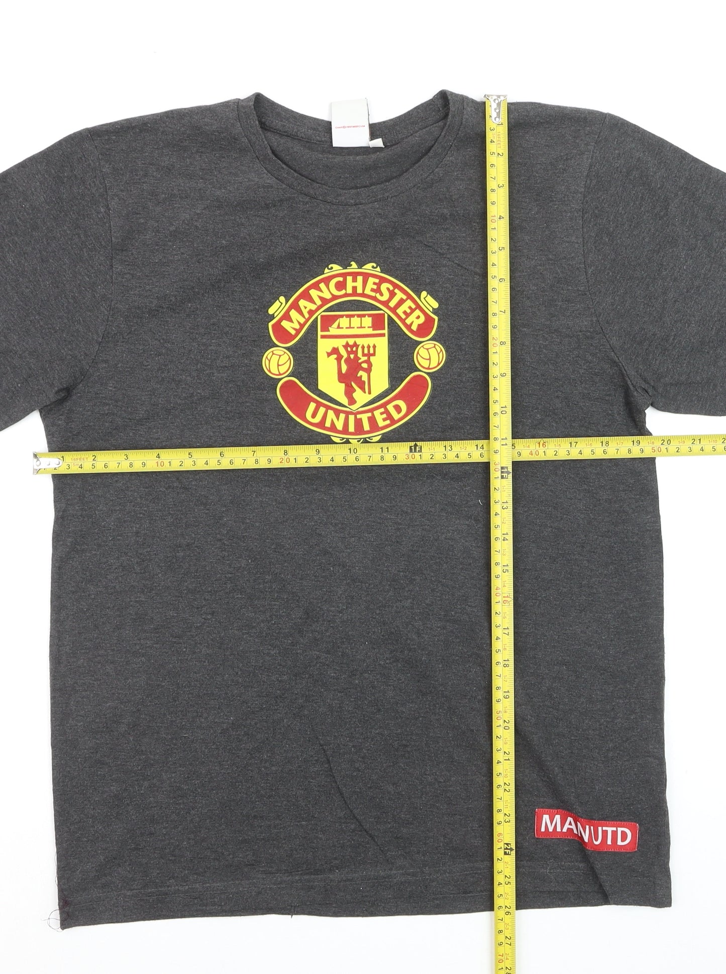 Manchester United Men's Grey Short Sleeve Cotton T-Shirt S