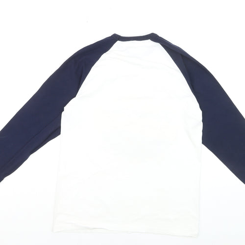 Fruit of the Loom Men's White Navy Music Graphic Long Sleeve Top M