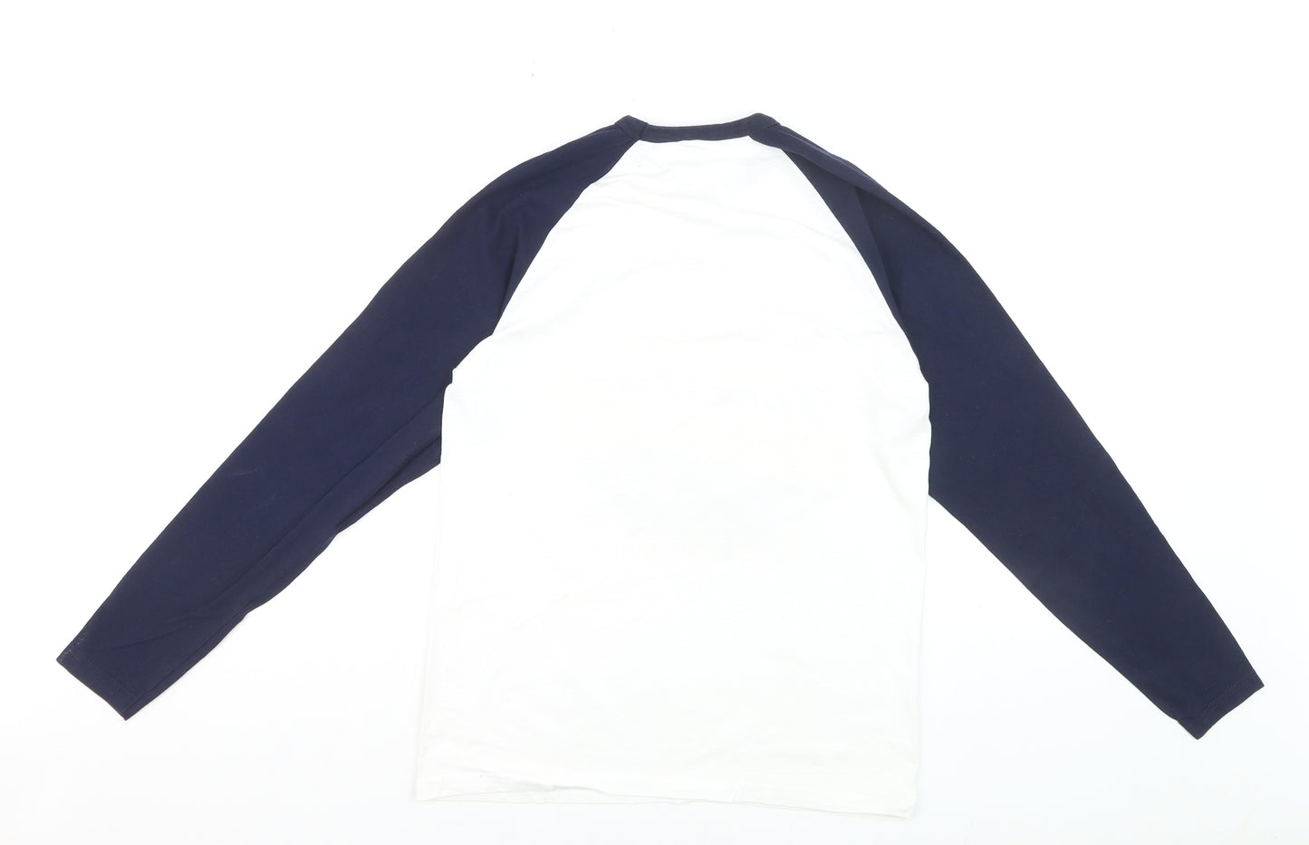 Fruit of the Loom Men's White Navy Music Graphic Long Sleeve Top M