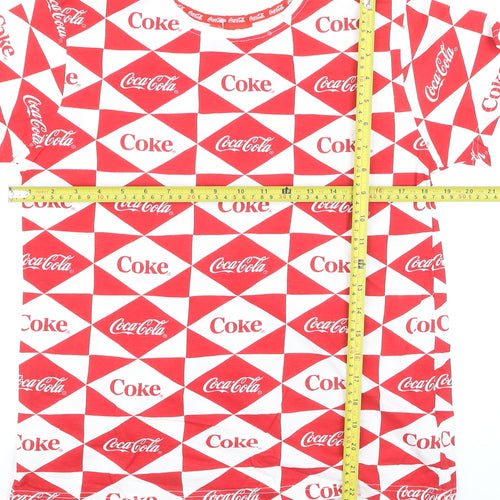 Coca-Cola Women's Red White Geometric Logo T-Shirt Size S