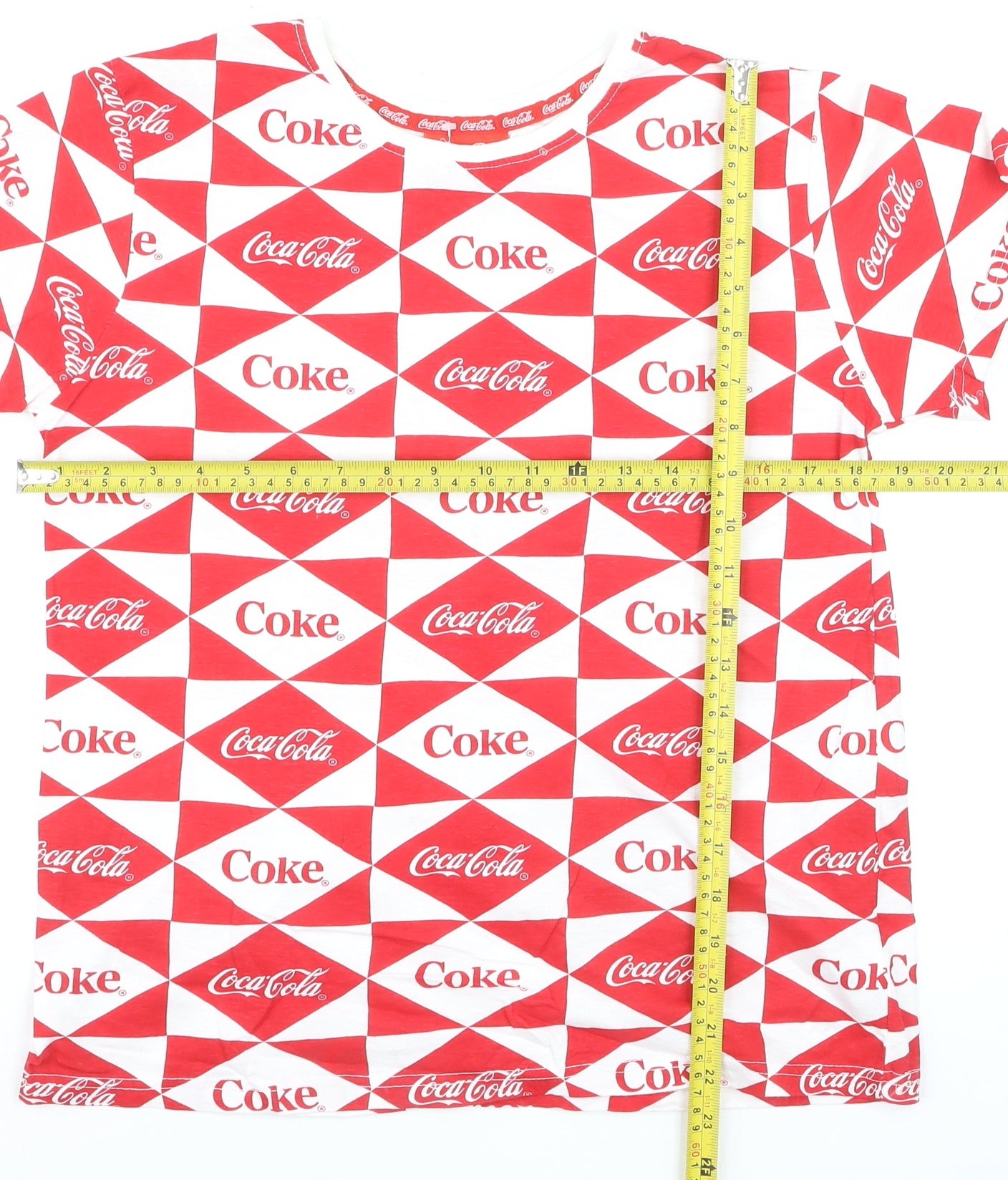 Coca-Cola Women's Red White Geometric Logo T-Shirt Size S