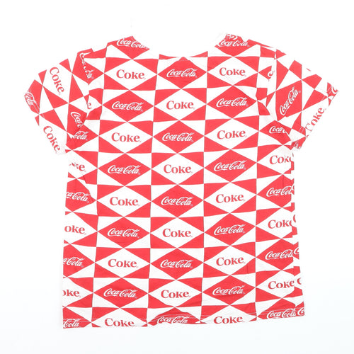 Coca-Cola Women's Red White Geometric Logo T-Shirt Size S