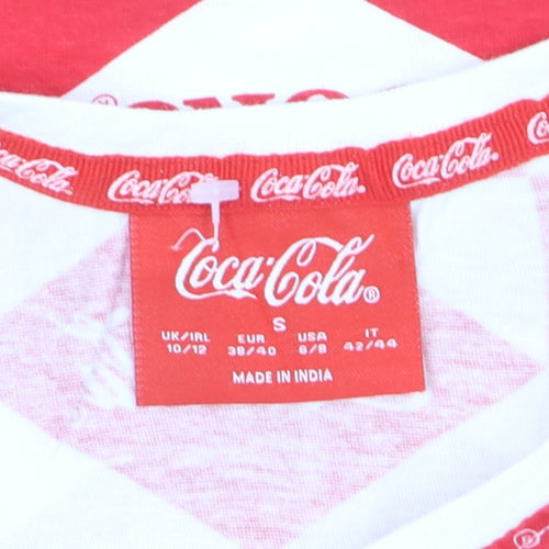 Coca-Cola Women's Red White Geometric Logo T-Shirt Size S