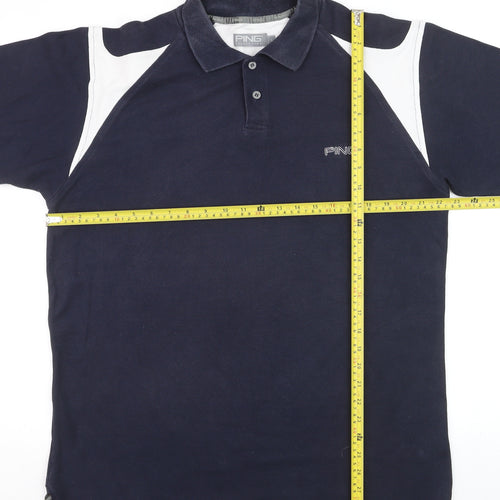 PING Collection Men's Blue Colourblock Golf Polo Shirt L