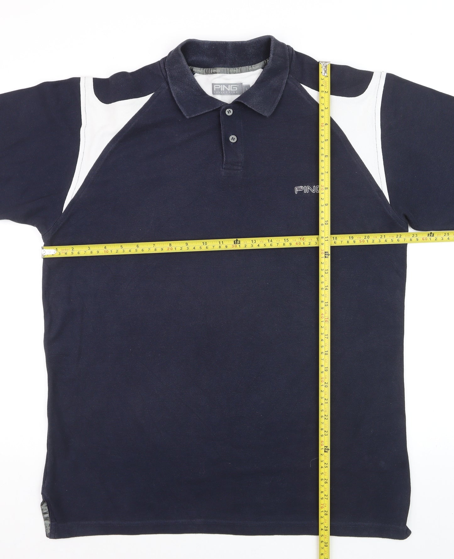 PING Collection Men's Blue Colourblock Golf Polo Shirt L